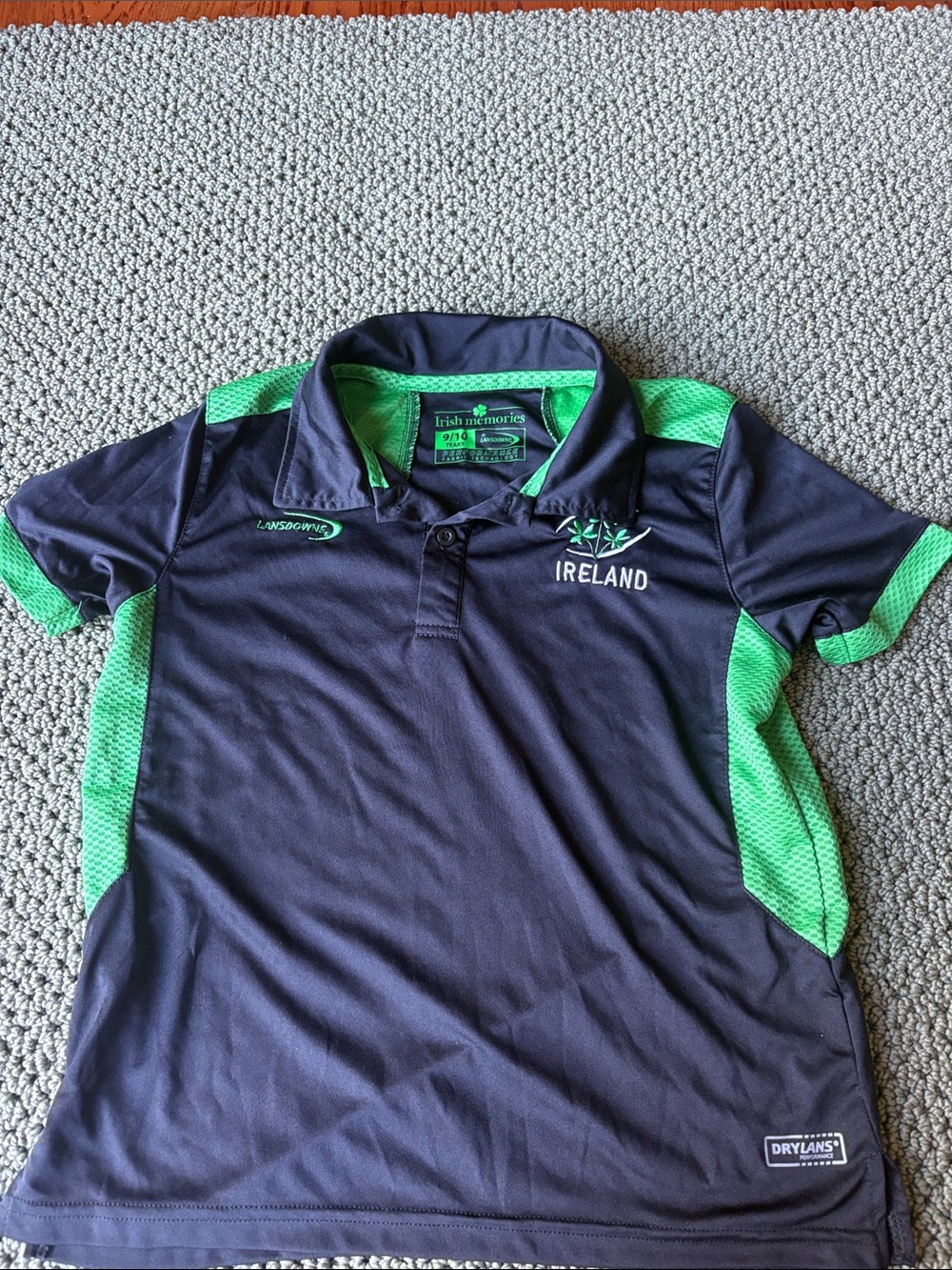 Lanadowne Irish Memories golf performance Polo youth 9/10 yrs IRELAND Shirt